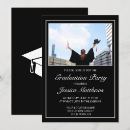 Moderner Minimalistischer Schwarz-weißer Foto Absc Einladung