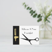 Moderner Minimalistischer Schwarz-weißer Goldhairs Visitenkarte (Stehend Vorderseite)