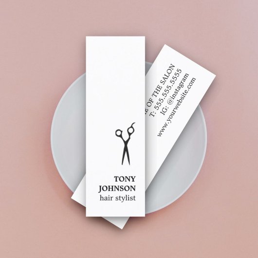 Moderner Minimalistischer Schwarz-weißer Haarstyli Mini Visitenkarte