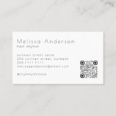 Moderner Minimalistischer Schwarz-weißer QR-Code Visitenkarte (Rückseite)