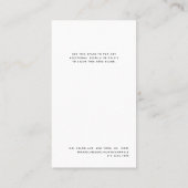 Moderner Minimalistischer Schwarz-weißer Salon-Pre Visitenkarte (Rückseite)