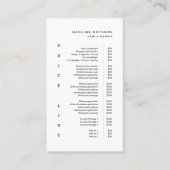 Moderner Minimalistischer Schwarz-weißer Salon-Pre Visitenkarte (Vorderseite)