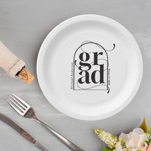 Moderner Minimalistischer Schwarzer Bogen, feiner Pappteller