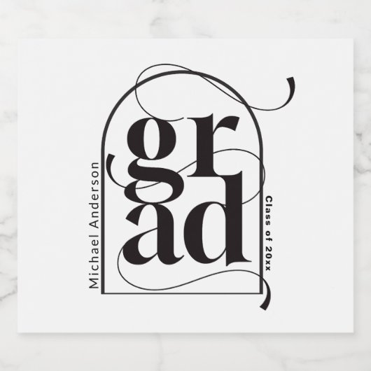 Moderner Minimalistischer Schwarzer Bogen, feiner Schaumweinetikett (Einzelnes Label)