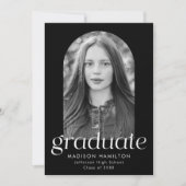 Moderner Minimalistischer Schwarzer Foto Abschluss Ankündigung (Vorderseite)