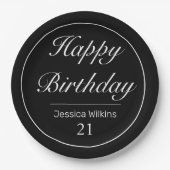 Moderner Minimalistischer Schwarzer Geburtstag Pappteller (Vorderseite)