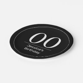 Moderner Minimalistischer Schwarzer Geburtstag Pappteller