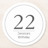 Moderner Minimalistischer Schwarzer Geburtstag Runder Pappuntersetzer (Vorderseite)