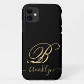 Moderner Minimalistischer Schwarzer Goldname Mit M Case-Mate iPhone Hülle (Rückseite)