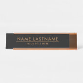 Moderner, Minimalistischer schwarzer Kupfername Schreibtischnamensplakette (Vorderseite )