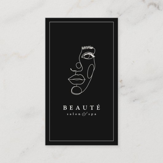Moderner Minimalistischer Schwarzer Salon & Wellne Visitenkarte (Vorderseite)