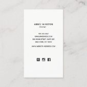 Moderner Minimalistischer schwarzer Silberstreifen Visitenkarte (Rückseite)