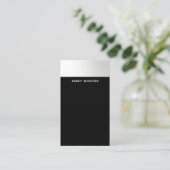 Moderner Minimalistischer schwarzer Silberstreifen Visitenkarte (Stehend Vorderseite)