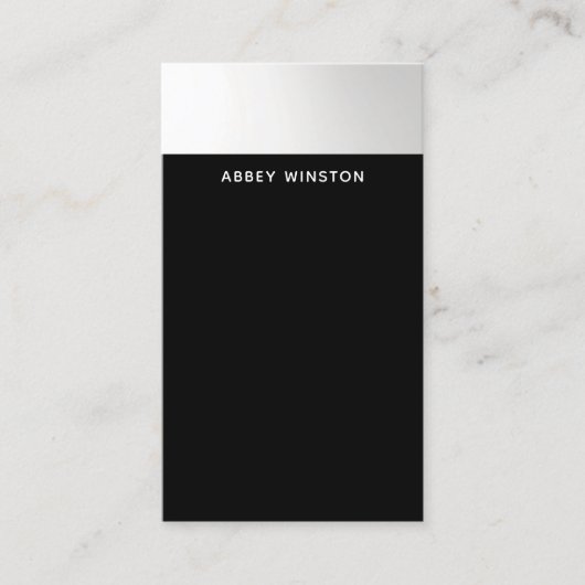 Moderner Minimalistischer schwarzer Silberstreifen Visitenkarte (Vorderseite)