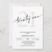 Moderner Minimalistischer Schwarzer Text 21. Gebur Einladung (Vorderseite)