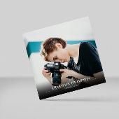 Moderner Minimalistischer Schwarzweißtext | FOTO Quadratische Visitenkarte