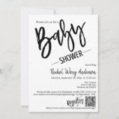 Moderner Minimalistischer Script Baby Dusche QR Co Einladung (Vorderseite)