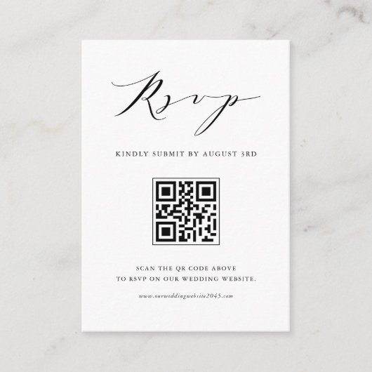 Moderner Minimalistischer Script-Black QR-Code UAW Begleitkarte (Vorderseite)