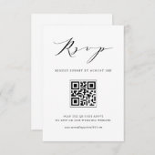 Moderner Minimalistischer Script Black Wedding QR RSVP Karte (Vorne/Hinten)