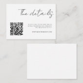 Moderner Minimalistischer Script-Details QR-Code Begleitkarte (Vorne/Hinten)