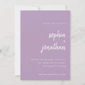 Moderner Minimalistischer Script-Lavendel | Foto z Save The Date (Vorderseite)