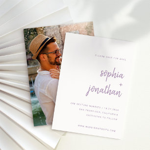 Moderner Minimalistischer Script-Lavendel Foto z Save The Date