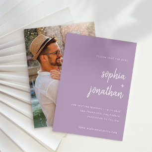 Moderner Minimalistischer Script-Lavendel   Foto z Save The Date