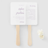Moderner Minimalistischer Script-Lavendel | Hochze Fächer (Vorne und Hinten)