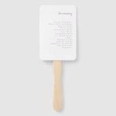Moderner Minimalistischer Script-Lavendel | Hochze Fächer (Rückseite)