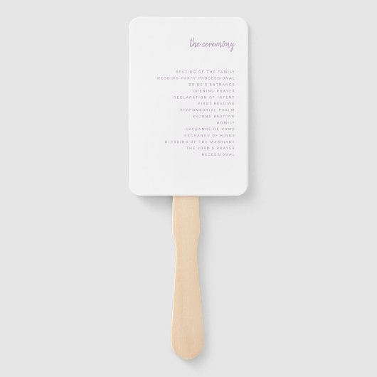Moderner Minimalistischer Script-Lavendel | Hochze Fächer (Rückseite)