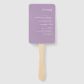 Moderner Minimalistischer Script-Lavendel | Hochze Fächer (Rückseite)