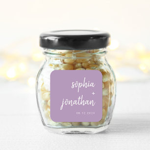 Moderner Minimalistischer Script-Lavendel Hochze Quadratischer Aufkleber