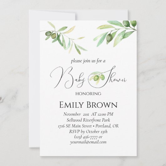 Moderner, minimalistischer Sektor mit Baby-Dusche Einladung (Vorderseite)