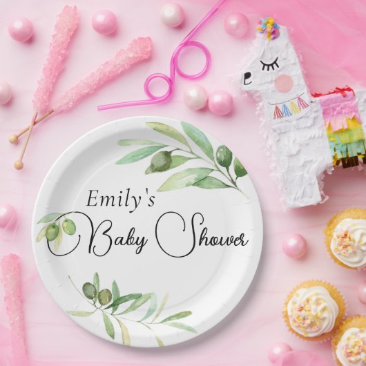 Moderner, minimalistischer Sektor mit Baby-Dusche Pappteller (Party)