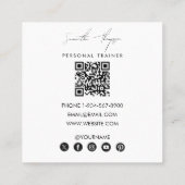 Moderner Minimalistischer Signaturskript-Foto QR-C Quadratische Visitenkarte (Rückseite)