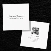 Moderner Minimalistischer Signaturskript QR-Code w Quadratische Visitenkarte