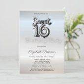 Moderner Minimalistischer Silberballon Sweet 16 Einladung (Stehend Vorderseite)