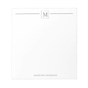 Moderner Minimalistischer Silbergrau-Monogram-Line Notizblock