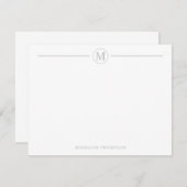 Moderner Minimalistischer Silbergrau-Monogramm-Lin Mitteilungskarte (Vorne/Hinten)