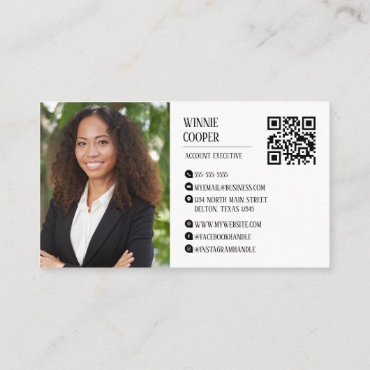 Moderner Minimalistischer Skriptname Schwarz-weiß Visitenkarte (Rückseite)