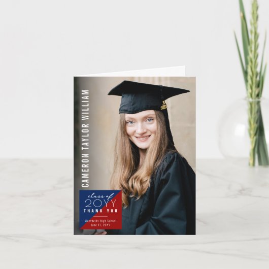 Moderner Minimalistischer Split Square Foto Abschl Dankeskarte (Vorderseite)