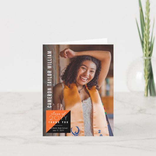 Moderner Minimalistischer Split Square Foto Abschl Dankeskarte (Vorderseite)