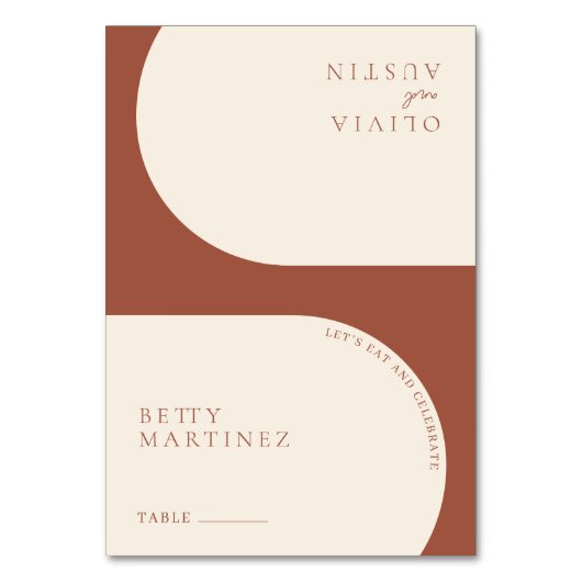 Moderner Minimalistischer Terracotta Arch Wedding Tischnummer (Vorderseite)