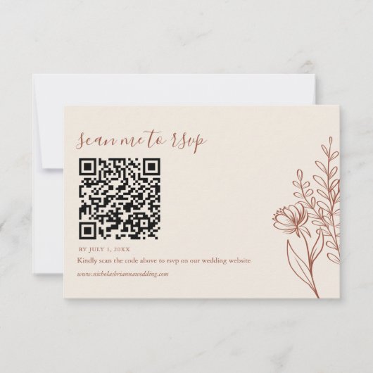 Moderner Minimalistischer Terracotta Boho Wedding RSVP Karte (Vorderseite)