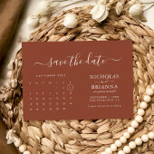 Moderner Minimalistischer Terracotta-Kalender Save The Date