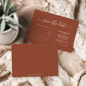 Moderner Minimalistischer Terracotta-Kalender Save The Date