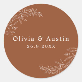 Moderner Minimalistischer Terracotta Wedding Umsch Runder Aufkleber