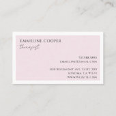 Moderner Minimalistischer Therapeut Pink Visitenkarte (Rückseite)