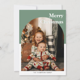 Moderner Minimalistischer Tiefgrüner Foto Arch Feiertagskarte