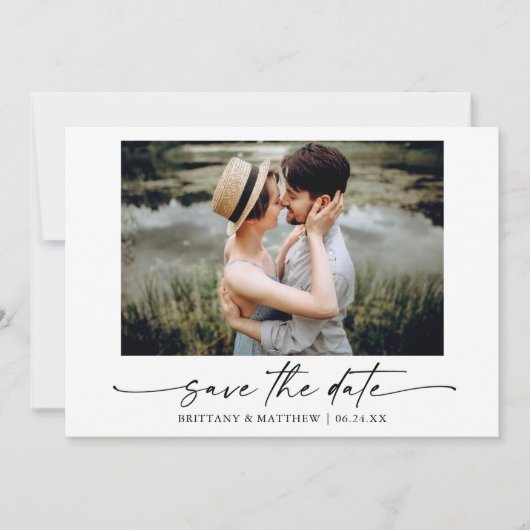 Moderner Minimalistischer Tintenpatronen Foto QR C Save The Date (Vorderseite)
